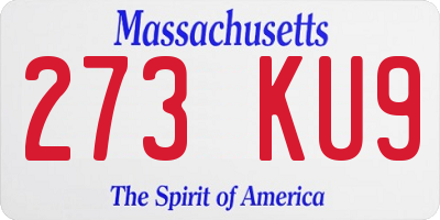 MA license plate 273KU9