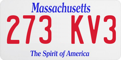 MA license plate 273KV3
