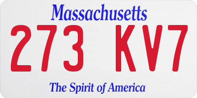 MA license plate 273KV7