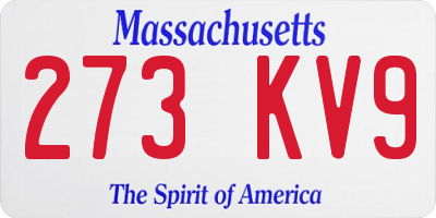 MA license plate 273KV9