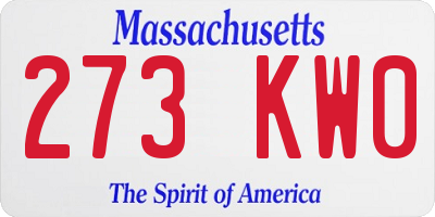 MA license plate 273KW0