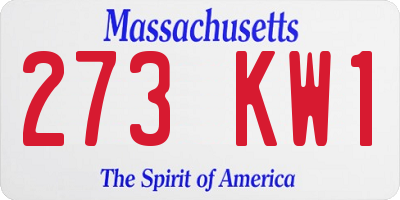 MA license plate 273KW1