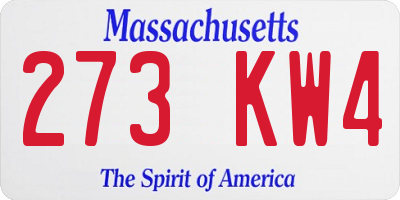 MA license plate 273KW4