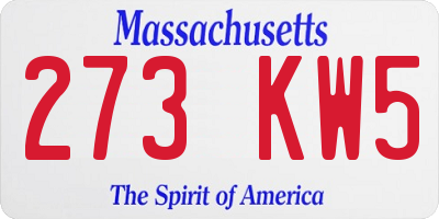 MA license plate 273KW5