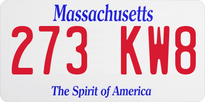 MA license plate 273KW8
