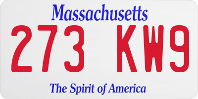MA license plate 273KW9