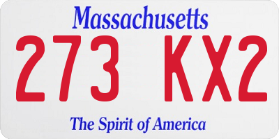 MA license plate 273KX2