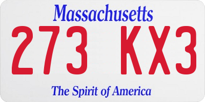MA license plate 273KX3