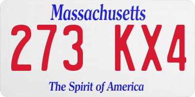 MA license plate 273KX4