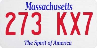 MA license plate 273KX7