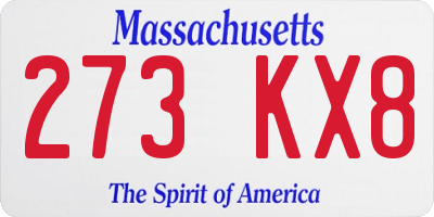 MA license plate 273KX8