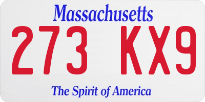 MA license plate 273KX9