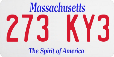 MA license plate 273KY3
