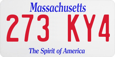 MA license plate 273KY4