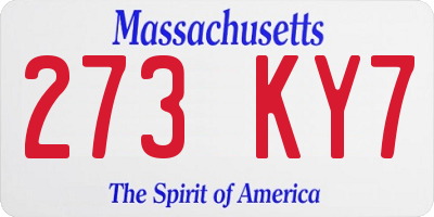 MA license plate 273KY7