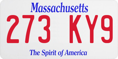 MA license plate 273KY9