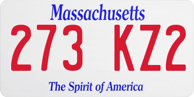 MA license plate 273KZ2