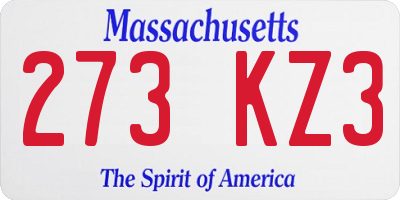 MA license plate 273KZ3