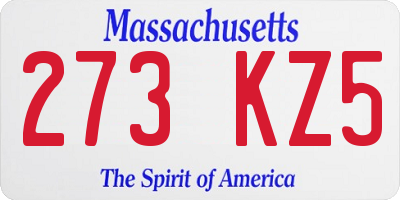MA license plate 273KZ5