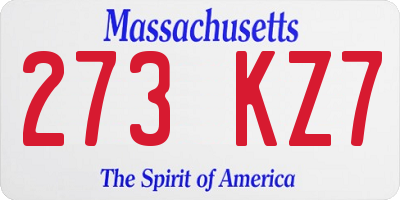 MA license plate 273KZ7