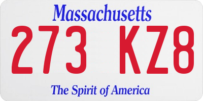 MA license plate 273KZ8