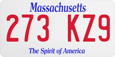 MA license plate 273KZ9