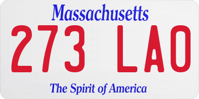 MA license plate 273LA0