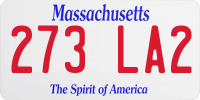 MA license plate 273LA2