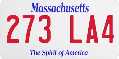 MA license plate 273LA4