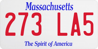 MA license plate 273LA5