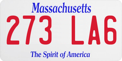 MA license plate 273LA6