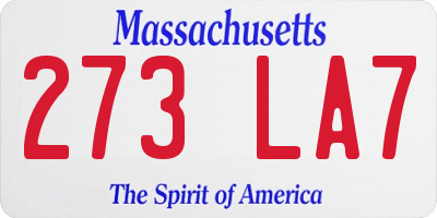 MA license plate 273LA7