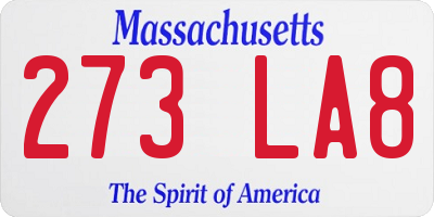 MA license plate 273LA8