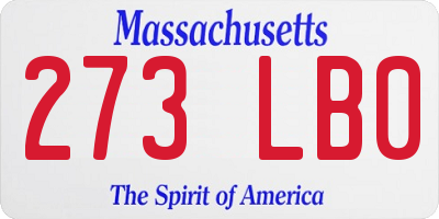 MA license plate 273LB0