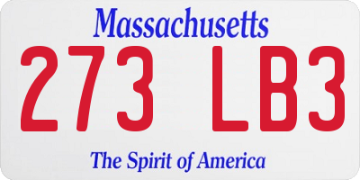 MA license plate 273LB3