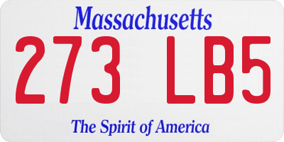 MA license plate 273LB5