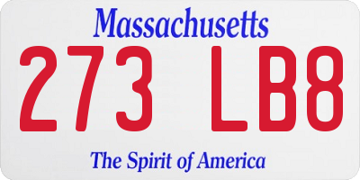 MA license plate 273LB8