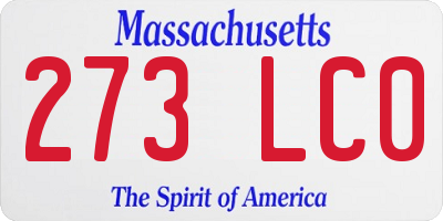 MA license plate 273LC0