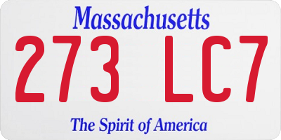 MA license plate 273LC7