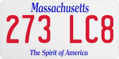 MA license plate 273LC8