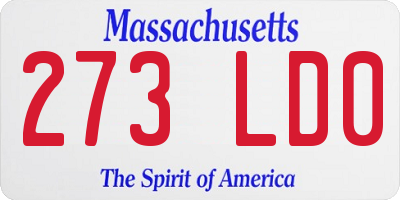 MA license plate 273LD0