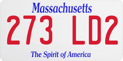 MA license plate 273LD2