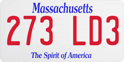 MA license plate 273LD3