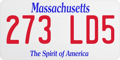 MA license plate 273LD5