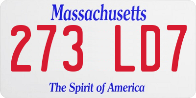 MA license plate 273LD7