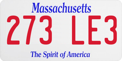 MA license plate 273LE3