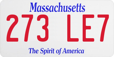 MA license plate 273LE7