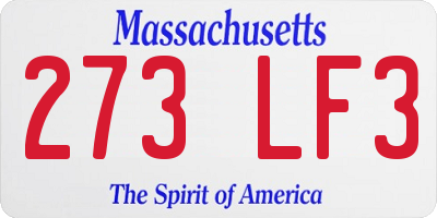 MA license plate 273LF3