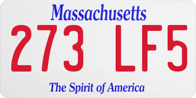 MA license plate 273LF5