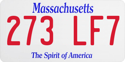 MA license plate 273LF7